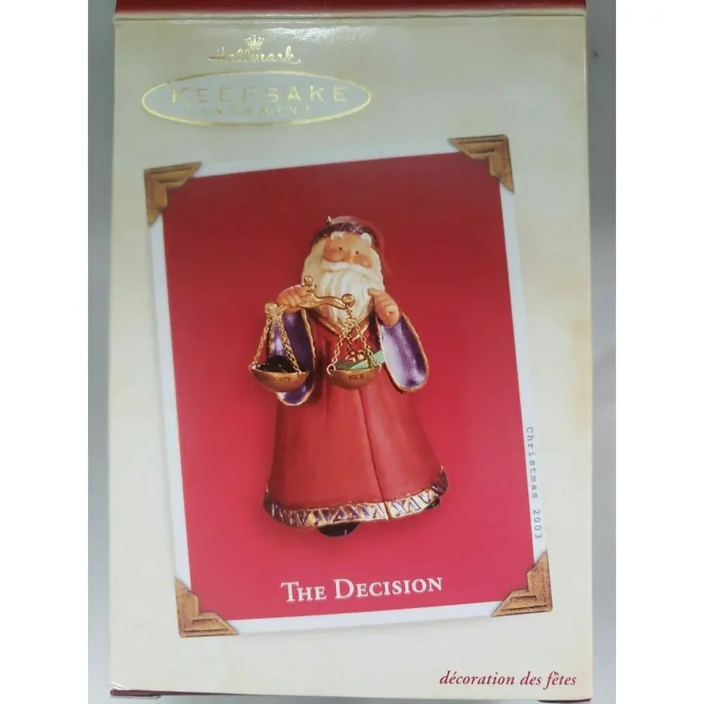 Vintage 2003 Hallmark‎ The Decision Ornament Santa Claus U5
